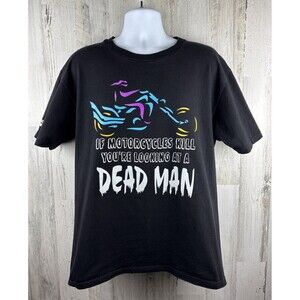 Vintage Laughlin Nevada Motorcycle Biker Dead Man T-Shirt Large (21”x29”)